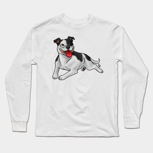 Dog - Staffordshire Bull Terrier - Black and White Long Sleeve T-Shirt